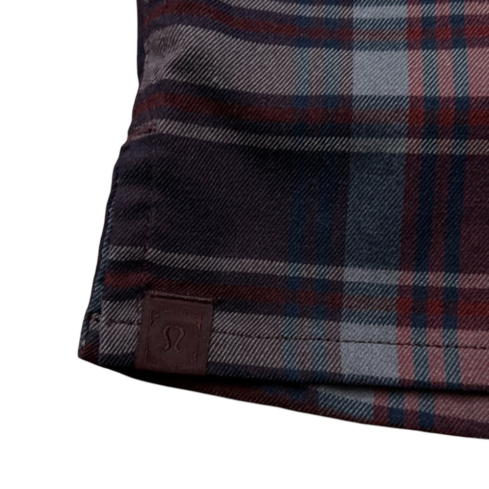 lululemon athletica Men's Navy and Burgundy Plaid Button-Down Shirt - Picture 4 of 5